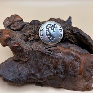 Vintage Native American Oxidized Sterling Hopi Kokopelli Pin.